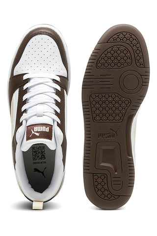 Sneakers con lacci marroni e bianche Puma Rebound V6 Low