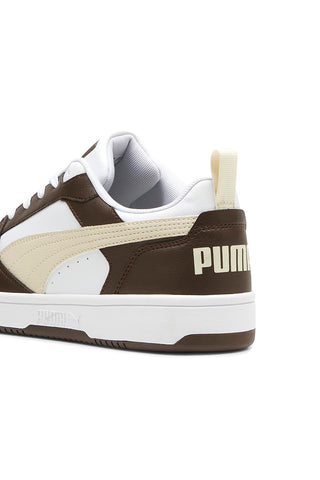 Sneakers con lacci marroni e bianche Puma Rebound V6 Low