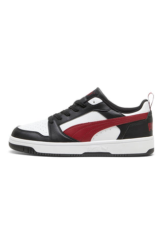 Schwarze, weiße und rote Puma Rebound V6 Low-Sneaker