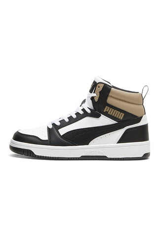 Sneakers Alte Bianche con dettagli neri e biege Puma Rebound V6 Mid 39232622