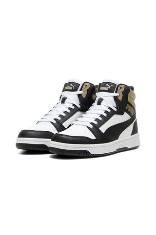 Sneakers Alte Bianche con dettagli neri e biege Puma Rebound V6 Mid 39232622
