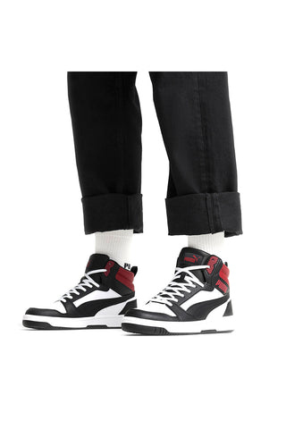 Weiße hohe Sneakers mit schwarzen und roten Details Puma Rebound V6 39232624