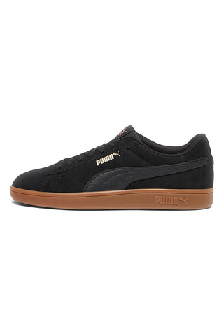 Schwarze Sneaker mit brauner Puma Smash 3.0-Sohle