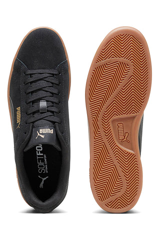 Schwarze Sneaker mit brauner Puma Smash 3.0-Sohle