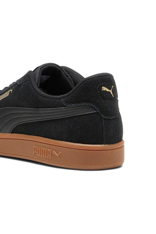 Schwarze Sneaker mit brauner Puma Smash 3.0-Sohle