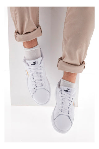 Puma Smash 3.0 L Weiße Turnschuhe mit Schnürsenkeln