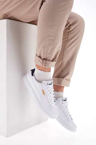 Puma Smash 3.0 L Weiße Turnschuhe mit Schnürsenkeln