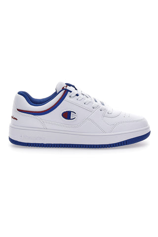 Weiße Sneakers mit Details und blauer Sohle Champion RD18 LOW B GS