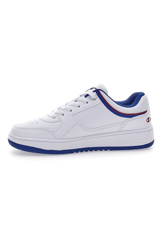Weiße Sneakers mit Details und blauer Sohle Champion RD18 LOW B GS