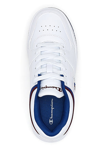 Weiße Sneakers mit Details und blauer Sohle Champion RD18 LOW B GS