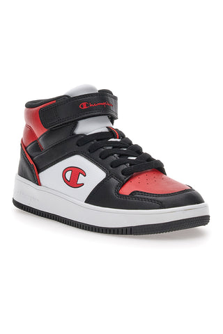 Weiße und schwarze Mid-Cut-Sneaker Champion Rd18 2 Mid B Gs