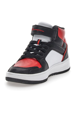 Weiße und schwarze Mid-Cut-Sneaker Champion Rd18 2 Mid B Gs