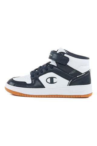 Weiße und schwarze Mid-Cut-Sneaker Champion Rd18 2 Mid B Gs