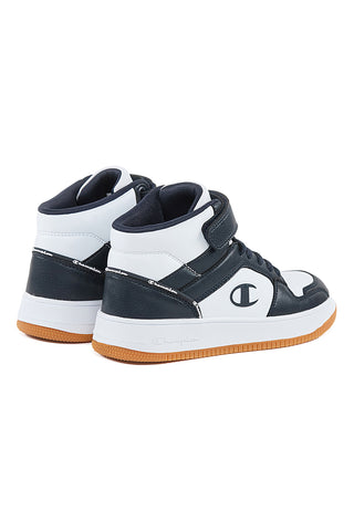 Weiße und schwarze Mid-Cut-Sneaker Champion Rd18 2 Mid B Gs