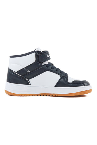 Weiße und schwarze Mid-Cut-Sneaker Champion Rd18 2 Mid B Gs
