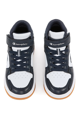 Weiße und schwarze Mid-Cut-Sneaker Champion Rd18 2 Mid B Gs