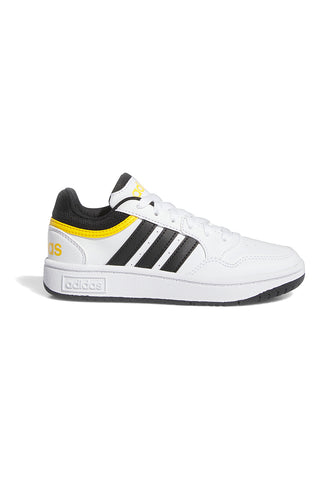 Sneakers Bianche con dettagli Neri e Gialli Adidas Hoops 3.0 K