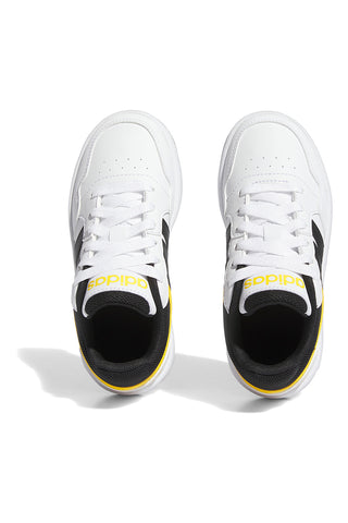 Weiße Sneakers mit schwarzen und gelben Details Adidas Hoops 3.0 K