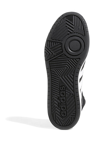 Schwarze Mid-Cut-Sneaker mit weißen Bändern ADIDAS Hoops 3.0 Mid