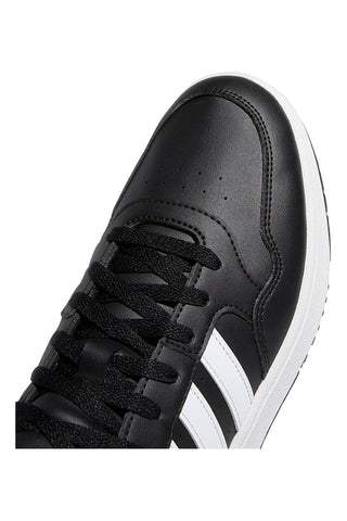 Schwarze Mid-Cut-Sneaker mit weißen Bändern ADIDAS Hoops 3.0 Mid