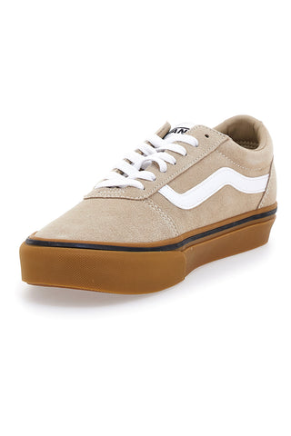 Beigefarbene Sneakers mit Vans Ward-Lederobermaterial