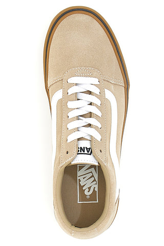 Beigefarbene Sneakers mit Vans Ward-Lederobermaterial