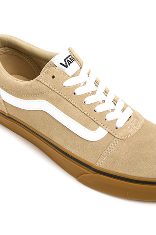 Beigefarbene Sneakers mit Vans Ward-Lederobermaterial