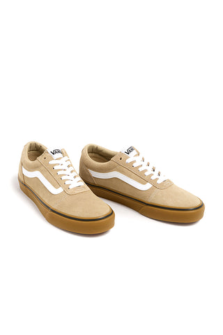 Beigefarbene Sneakers mit Vans Ward-Lederobermaterial