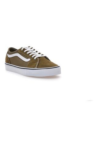 Olivgrüne Sneakers mit weißen Schnürsenkeln von Vans Filmore Decon