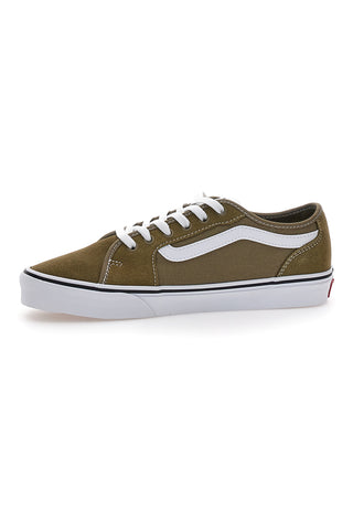 Olivgrüne Sneakers mit weißen Schnürsenkeln von Vans Filmore Decon