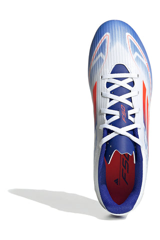 Scarpe da calcio bianche e blu con tacchetti per terreni erbosi Adidas F50 Club FXG