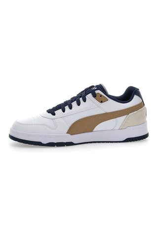 Weiße Sneaker mit blauen und goldenen Details Puma RBD Game Low Retro Club