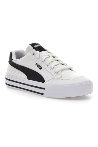 Weiße und schwarze Schnürsneaker Puma Court Classic Vulc Fs