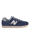 Blaue Sneaker mit weißem New Balance 373-Logo