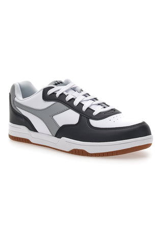 Weiße Sneakers mit grauem Logo und schwarzen Details DIADORA RAPTOR LOW