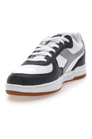 Weiße Sneakers mit grauem Logo und schwarzen Details DIADORA RAPTOR LOW