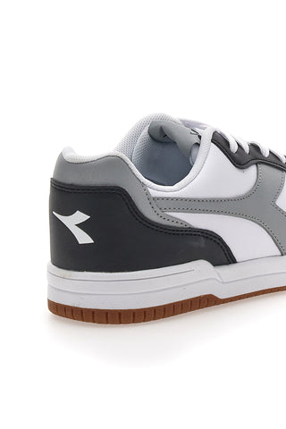 Weiße Sneakers mit grauem Logo und schwarzen Details DIADORA RAPTOR LOW
