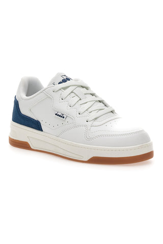DIADORA GINGER Weiße Herren-Sneaker mit blauem Detail auf der Rückseite