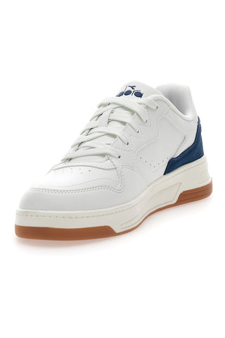 DIADORA GINGER Weiße Herren-Sneaker mit blauem Detail auf der Rückseite