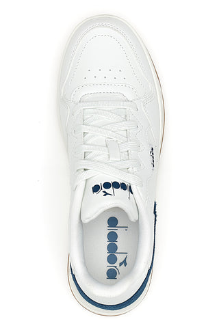 DIADORA GINGER Weiße Herren-Sneaker mit blauem Detail auf der Rückseite