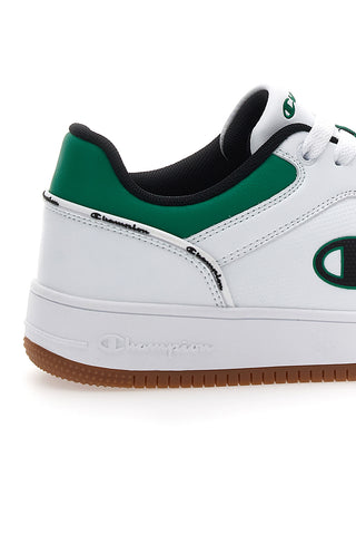 Weiße und grüne Sneakers mit seitlichem Logo Champion RD18 2 LOW