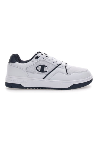 Weiße und blaue Sneakers mit seitlichem Logo Champion RD18 Virtue Low