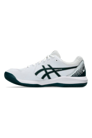 Weiße und grüne Tennisschuhe ASICS GEL-DEDICATE 8 CLAY