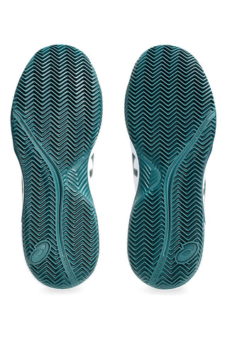 Weiße und grüne Tennisschuhe ASICS GEL-DEDICATE 8 CLAY