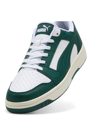 Weiße und grüne Turnschuhe PUMA Rebound v6 Low