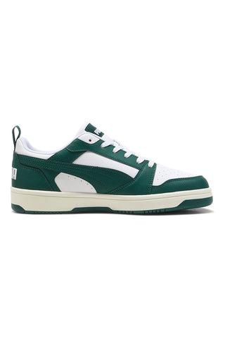 Weiße und grüne Turnschuhe PUMA Rebound v6 Low