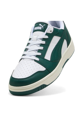 Weiße und grüne Turnschuhe PUMA Rebound v6 Low