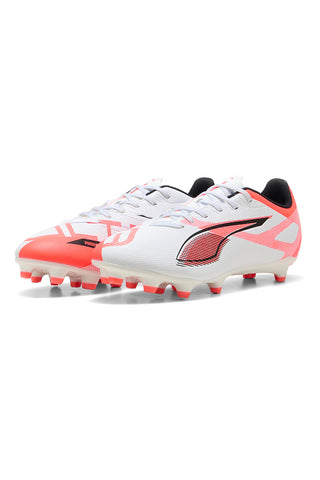 Scarpe da Calcio Bianche e Rosse per Terreni Naturali e Sintetici Puma ULTRA 5 PLAY FG/AG Jr