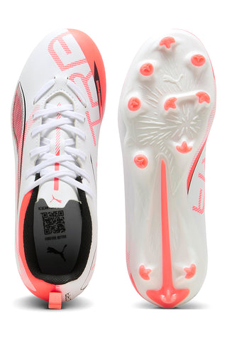 Scarpe da Calcio Bianche e Rosse per Terreni Naturali e Sintetici Puma ULTRA 5 PLAY FG/AG Jr