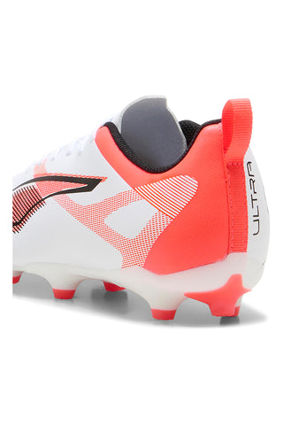 Scarpe da Calcio Bianche e Rosse per Terreni Naturali e Sintetici Puma ULTRA 5 PLAY FG/AG Jr